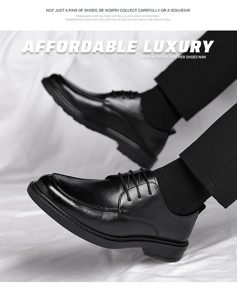 Big Size Elevator Shoes Men Leather Shoes Height Increasing Shoes For Man Increase Insole 6-8CM Invisible Heightening Lift Shoes