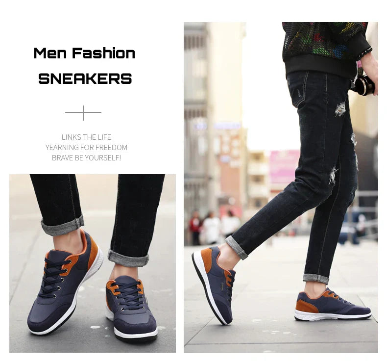 Men Shoes Spring Autumn Waterproof Walking Sneakers Leisure Male Leather Sports Shoes Non-Slip Footwear Tennis for Men