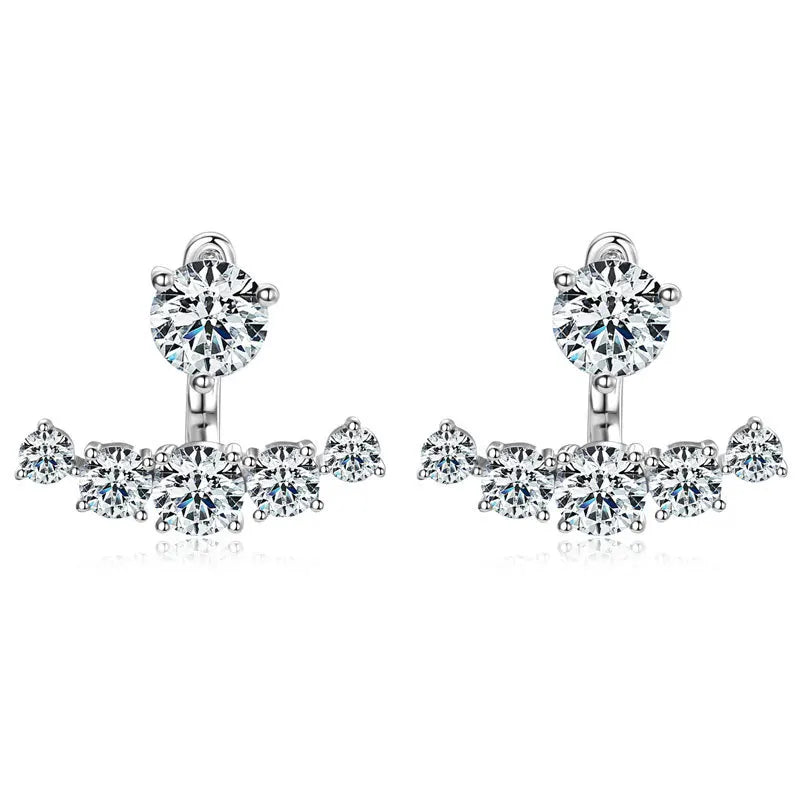 2 in 1 Full 5mm D Color Moissanite Stud Earrings for Women S925 Silver 2cttw All Diamond Earring Pierced Ear Fine Jewelry