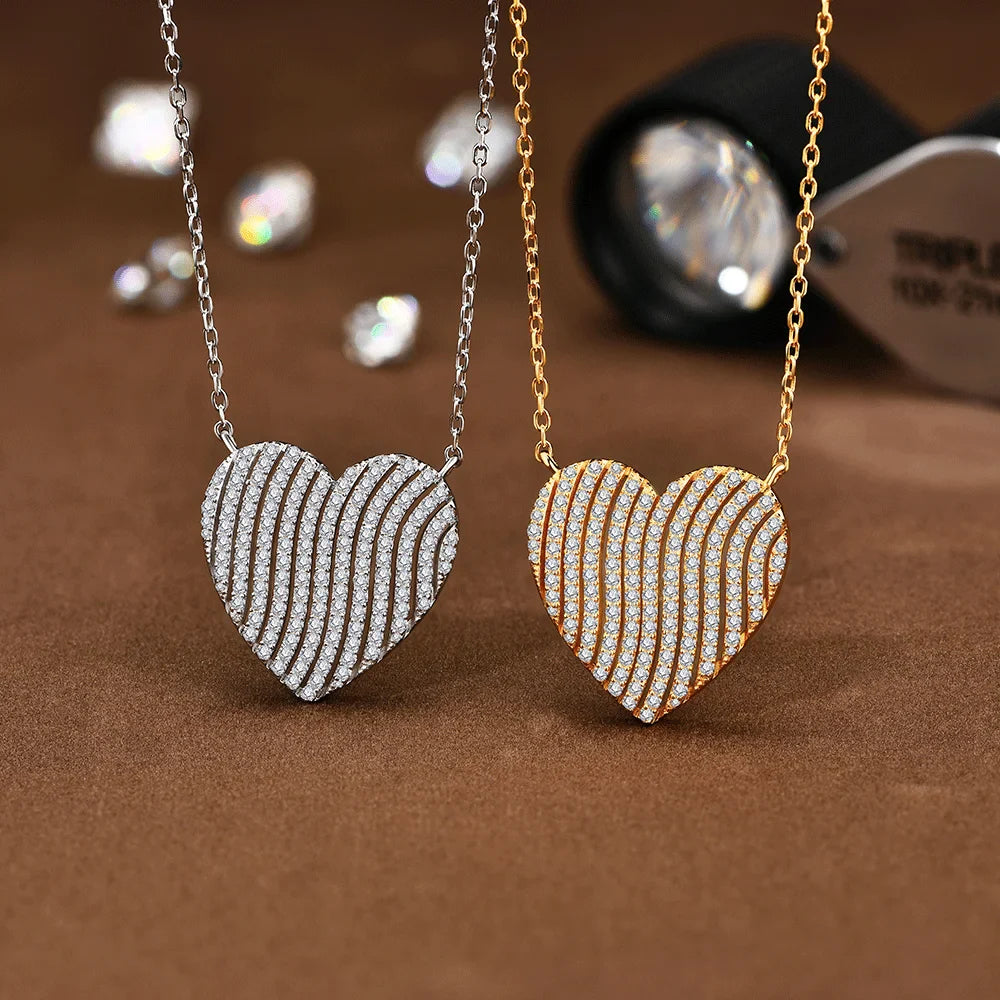 2024 New Luxury  D VVS1 Color Moissanite Necklace for Women Heart Shape Sparkling 100% 925 Sterling Silver Fine Jewelry
