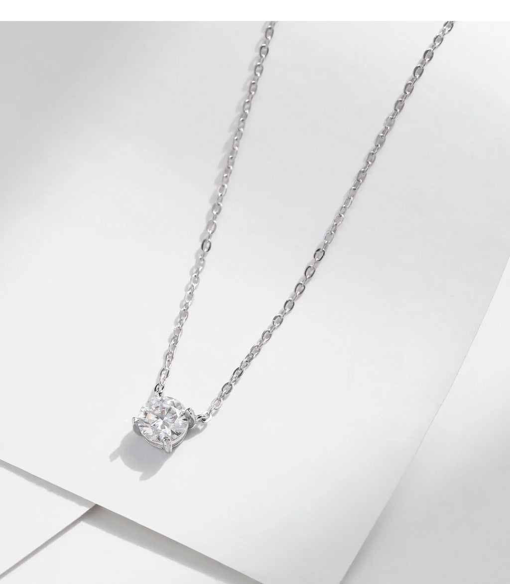 MODIAN Square & Round Halo Moissanite 925 Sterling Silver Pendant Necklace D Color VVS1 Lab Diamond Necklace For Women Jewelry