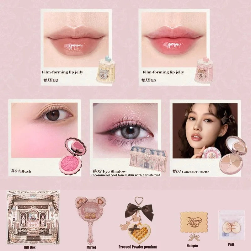 THE SWEETIE BEAR COLLECTION Makeup Gift Set All In Concealer Palette Blush Setting Powder Lip Jelly Gift Box Mirror