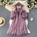 Three-dimensional Flower High Waist Slim Female Dresses