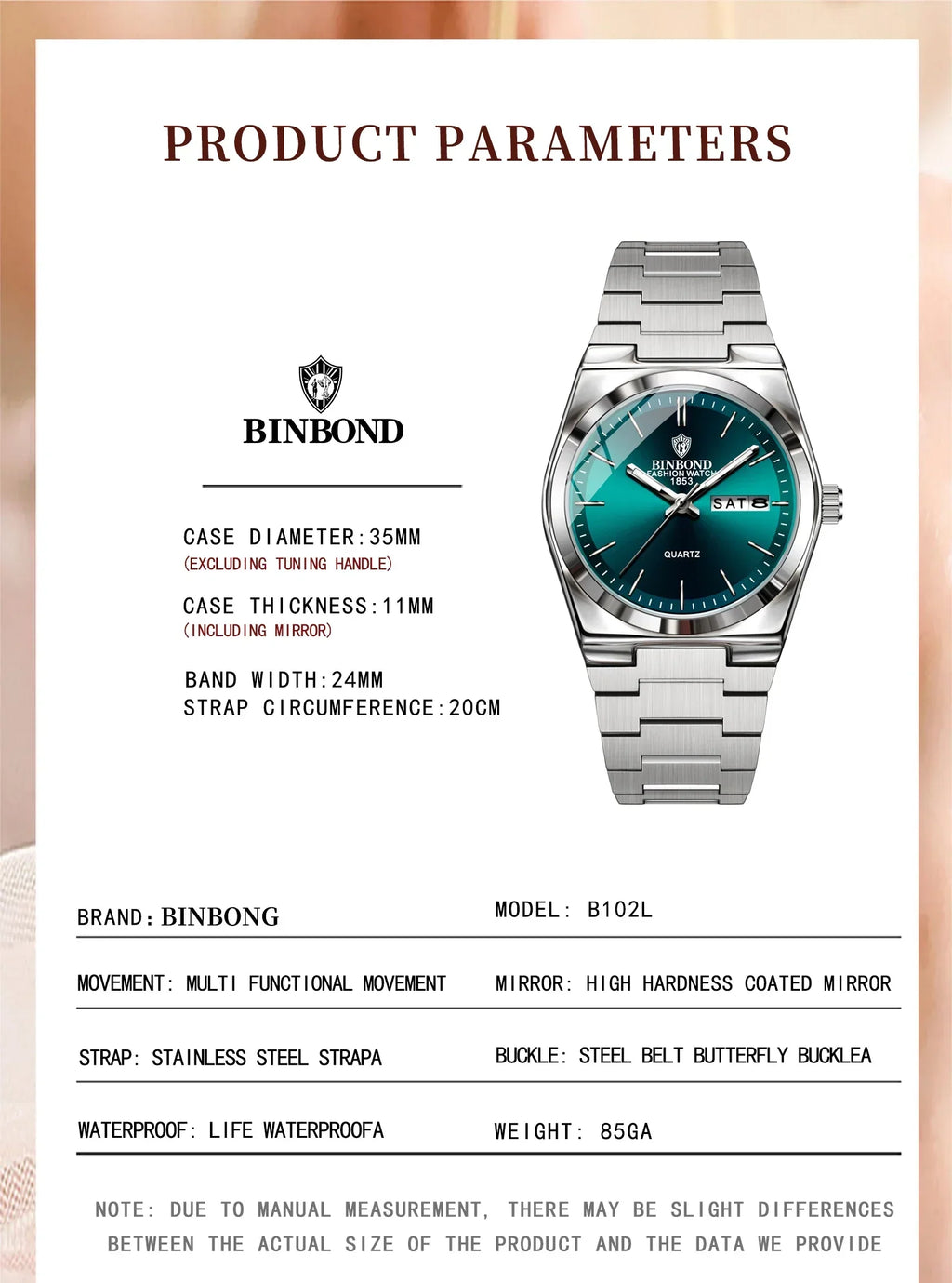 103 Business Women's Quartz Watch Waterproof Double Calendar Night Light Non Mechanical Ultra Thin Women's Quartz Watch
