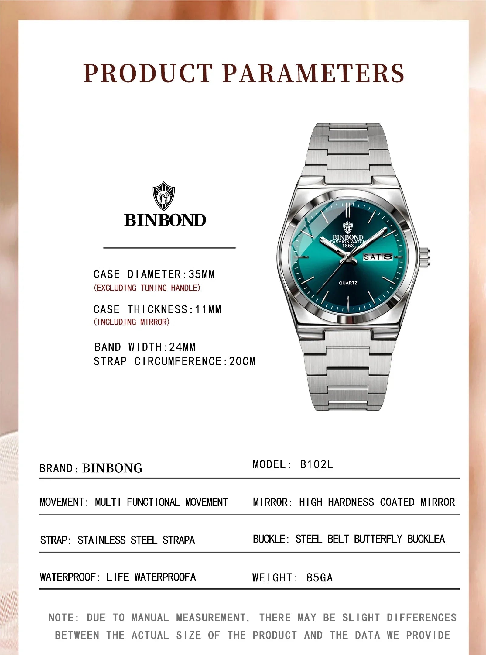 103 Business Women's Quartz Watch Waterproof Double Calendar Night Light Non Mechanical Ultra Thin Women's Quartz Watch