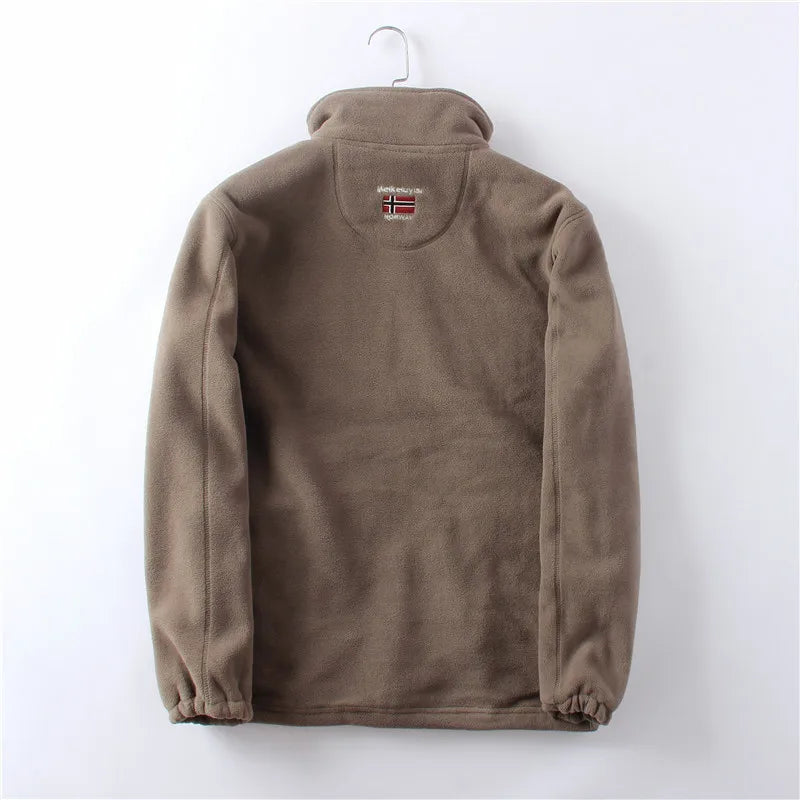 Men’s double-sided polar fleece jacket, thickened warm loose fit, autumn winter, M–XXL