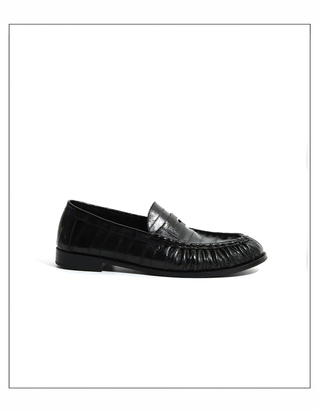 Loafers for men's eel skin pleated design a top layer cowhide slip in formal dress shoe suitable for casual work and commuting
