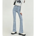 White Straight-leg Jeans Women's High-waisted Elastic Slimming Bootcut Pants Microflare Waistline Shredded Leggings Fashion