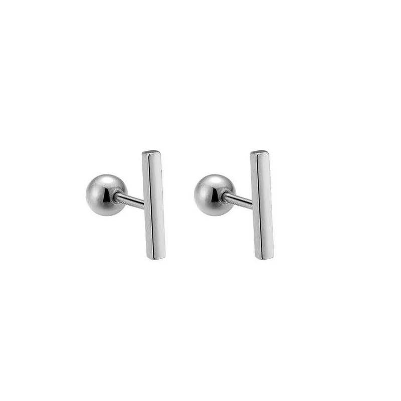 925 Sterling Silver Fashion Simple Golden Flower Beads Small Stud Earrings for Women Teen Piercing Jewelry Accessories