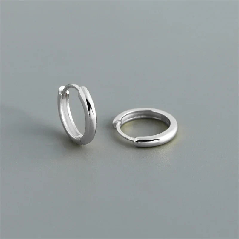 925 Sterling Silver Simple Matte Bohemian Round Ear Buckle for Women Punk Unisex Rock Hoop Earring Jewelry Accessories