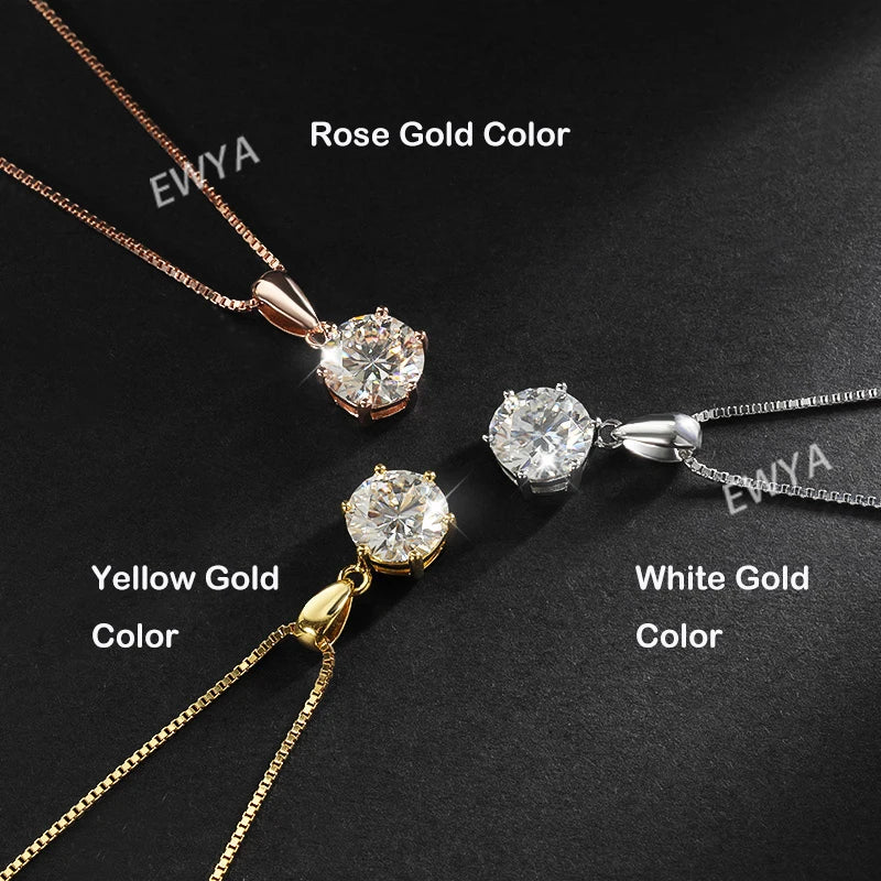 1 2 Carat Real Moissanite Pendant Necklace For Women 6 Prong 100% 925 Sterling Silver Wedding Party Bridal Fine Jewelry
