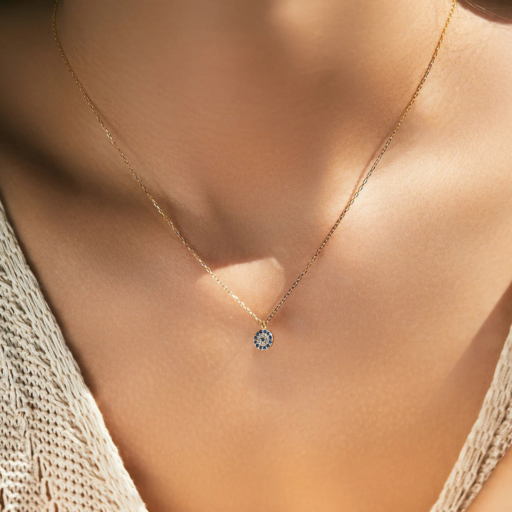 Blue Eye Necklace 925 Sterling Silver Zirconia Eyes Pendant Necklaces Trendy Link Chain Jewelry Gifts For Women Girls