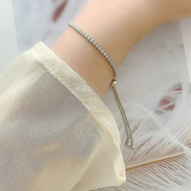 Full 2mm 0.03CT Moissanite Diamond Tennis Bracelet for Woman 925 Silver Plated 18K Rose Gold Adjustable Link Bracelets Gift