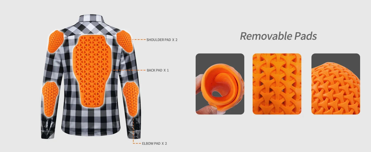 Men's Women's Winter Motorcycle Jacket Warm Motocross Motorbike Checkered Casual Outdoor Riding Shirts