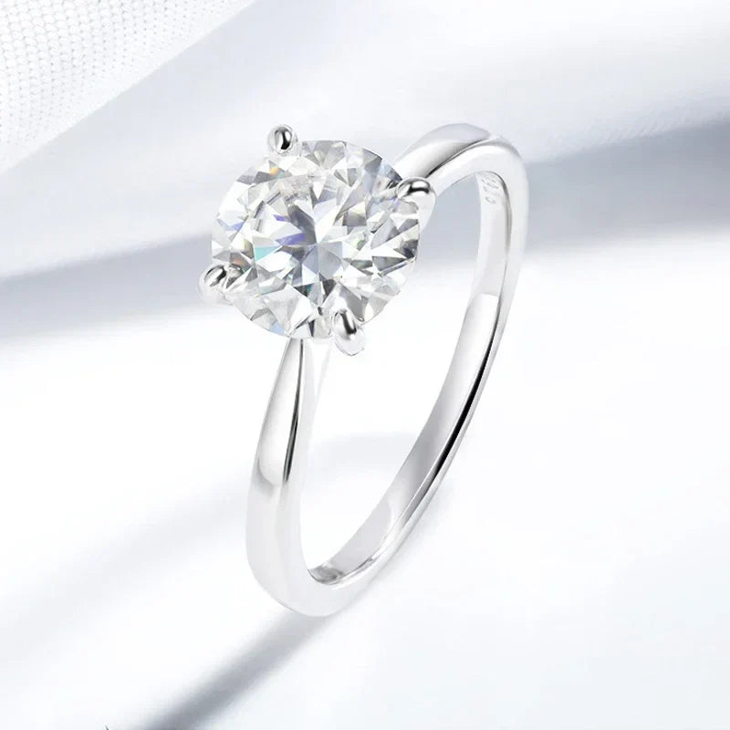 White Gold 2ct 100% Moissanite Engagement Ring for Women S925 Sterling Silver Lab Diamond Promise Wedding Band Jewelry