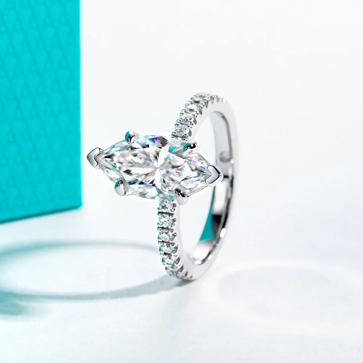 3ct D Color Marquise Cut Moissanite Ring 925 Sterling Silver Engagement Wedding Ring for Women Birthday Jewelry Gift