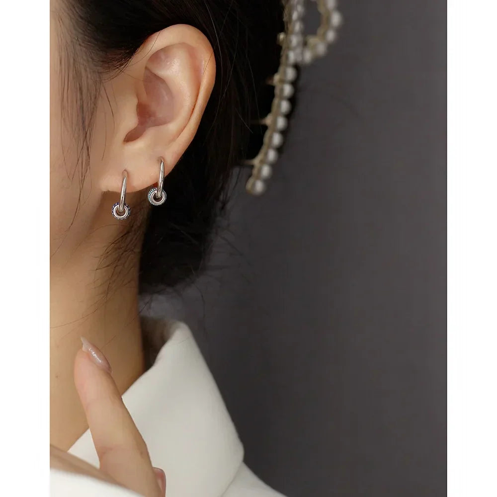 925 Sterling Silver Earring Zircon Sun Flower Ear Ring Geometric Style Water Drop Ear Bone Cute Temperament Woman Girl Ear Jewel