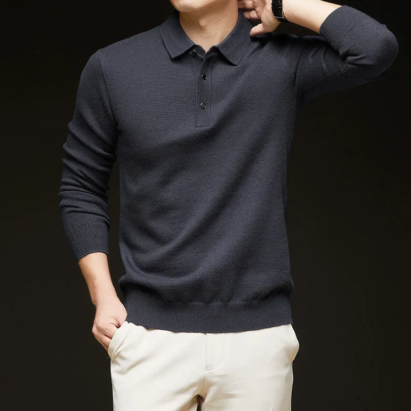 Fashion Autumn And Winter New Cashmere Sweater Men's High Quality Pullover Casual Loose POLO Knitted Bottom Shirt Jacket Shirt
