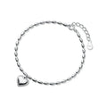 Hight Quality 100% 925 Sterling Silver Heart Bracelet for Women Adjustable Geometric Oval Link Chain Fine Jewelry Bijoux