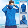 Ultra-thin Tshirts Summer Trendy Prints Lightweight UPF Sun Hoodie with Face Mask Shirt Long Sleeve Breathable UV Fishing Shirt