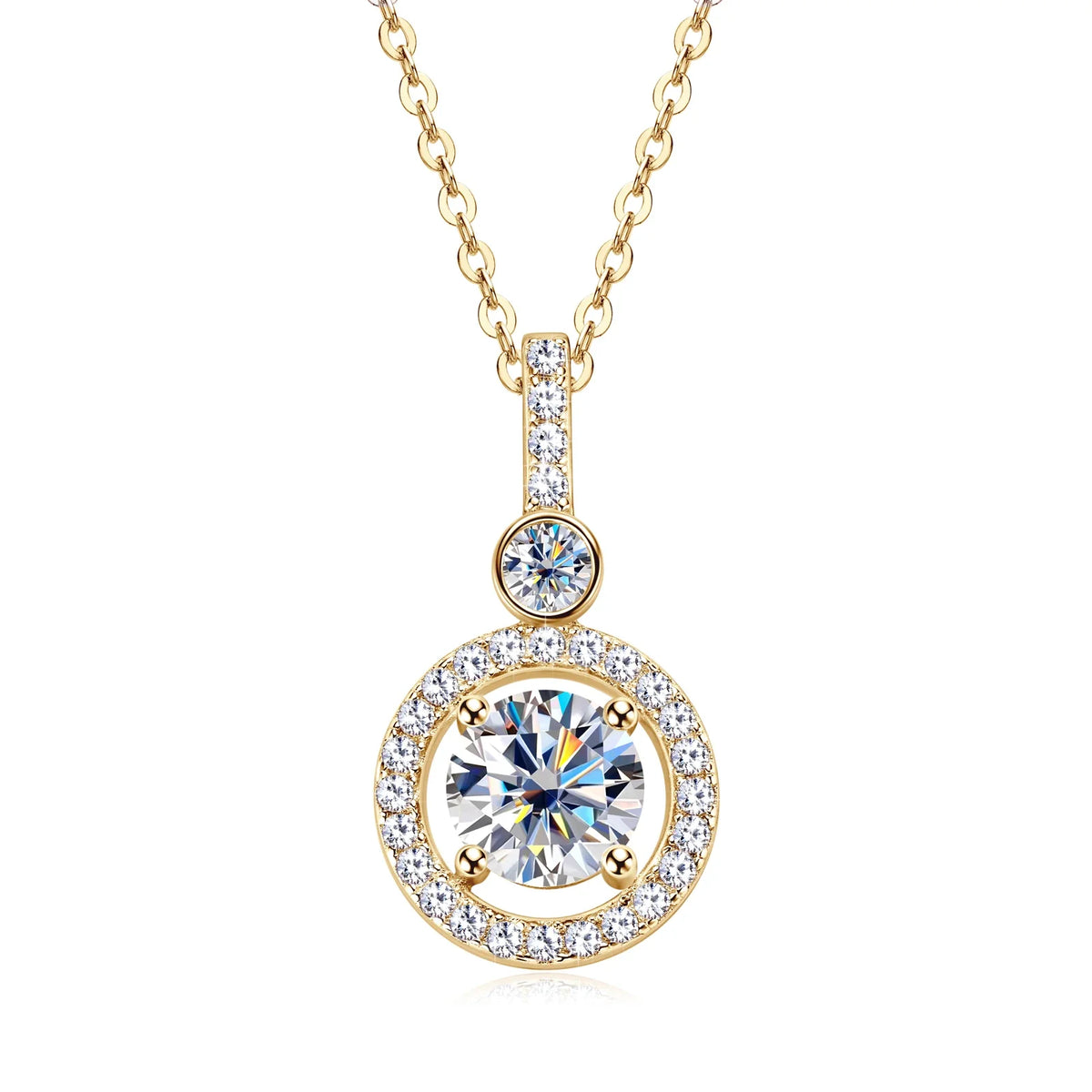 925 Silver Full Moissanite Pendant Necklace Certified 6.5mm D Color Lab Created Diamond Necklace for Women Quality Jewelry Gift