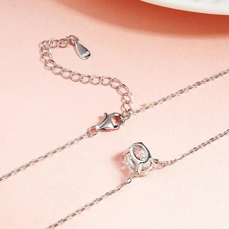 1CT 2CT 3CT Oval Cut Moissanite Necklaces for Women Jewelry 100% Real Silver Chain 925 Pandant Lab Diamond Birthday Gift