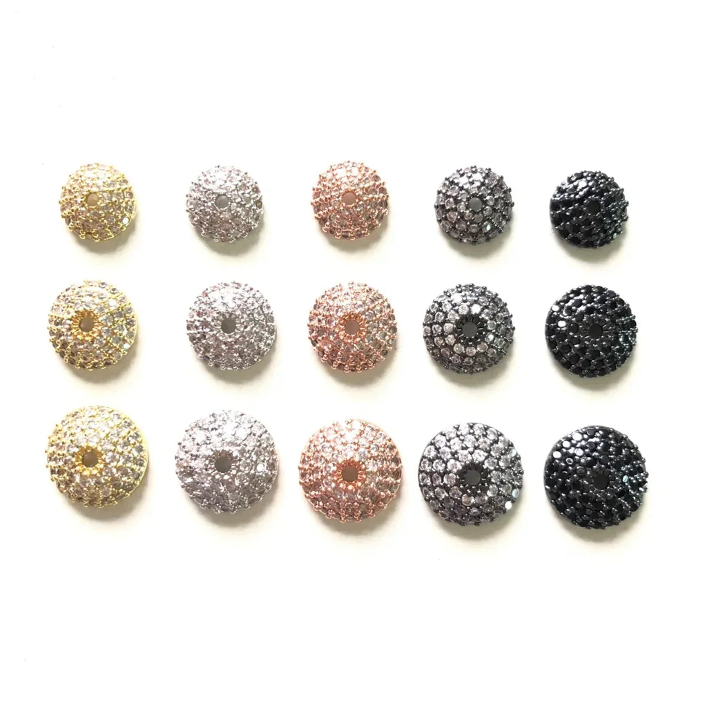 20pcs 8/10/11mm Cubic Zirconia Pave Beads Caps Spacers for Bracelet Necklace Earring Making  Gold-Plate Jewelry Accessory Supply