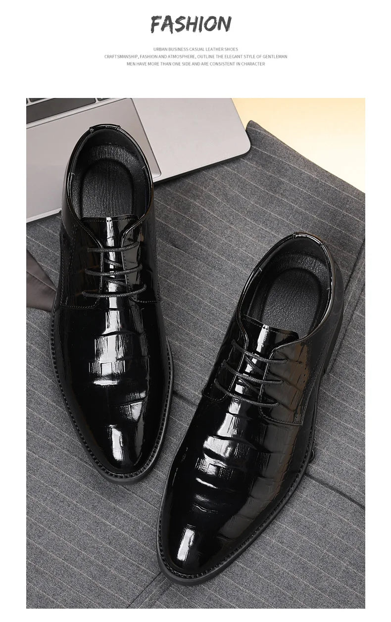 New Designer Autumn Collection British-style Men's Dress Shoes Fashion Patent Leather Commuter Shoes Male Black Casual Shoe Man
