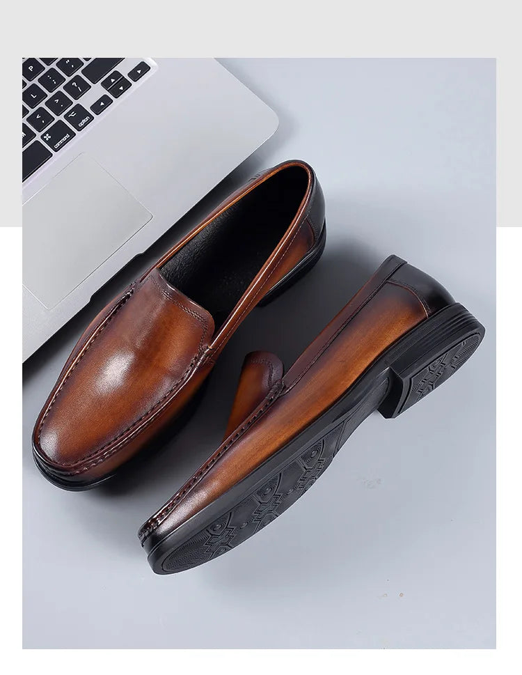 Italian Men's Formal Shoes Luxury Genuine Leather Handmade Black Wedding Soical Suit Buckle 2023 Summer New Oxford Dress Loafers