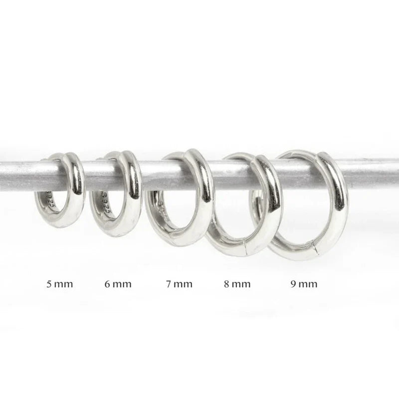 Silver 925 1 pair Women Small Hoops Earring Piercing Ear Cartilage Tragus Simple Thin Circle Anti-allergic Ear Buckle