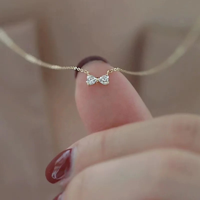 New style 925 Sterling Silver Geometric Simple Bow Necklace For Women Engagement Fine Jewelry Wedding Party Birthday Gift
