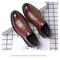 Men's Genuine Leather Oxfords Pointed Toe Lace Up Dress Shoes British Style Business Wedding Casual Footwear for Spring Autumn