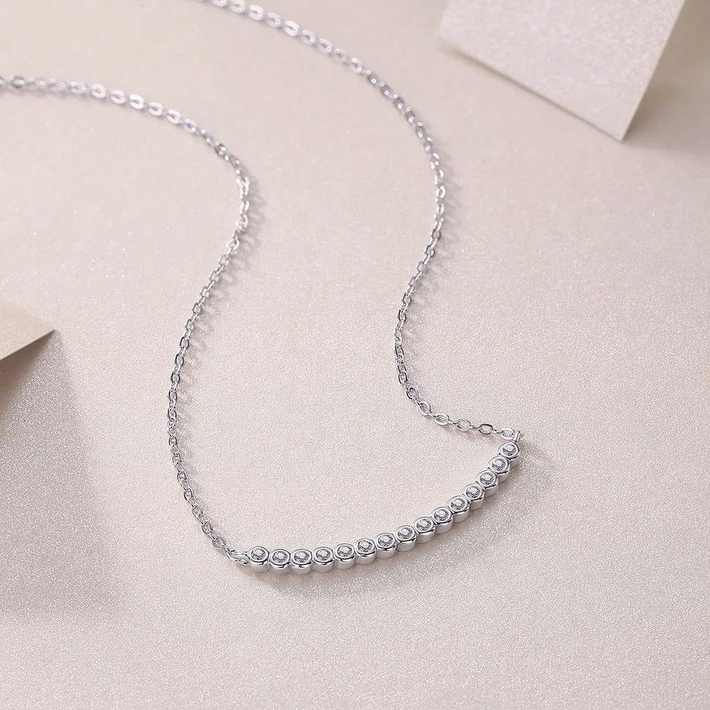 Full 0.065CT D Color Moissanite Pendant Necklace for Women Lady S925 Silver All Diamond Neck Chain Necklaces Wholesale Gift