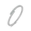 Certified 3mm All Moissanite Open Bangle Tennis Bracelet S925 Silver Sparkling Lab Diamond Cuff Bangles For Women Fine Jewelry