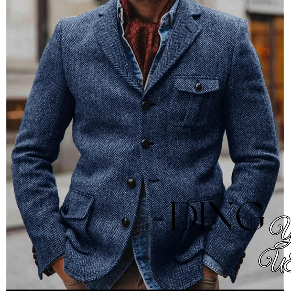 Hot Sale Men's Herringbone Jacket Slim Fit Single Breasted Man Suits Men's Suit Casual Blazers Male Coat With 3 Pockets