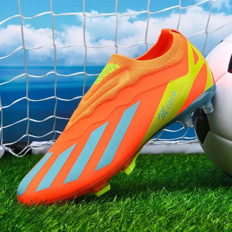 New Men Outdoor Football Boots Cleats Soccer Shoes Long Spikes FG Boys Non Slip Sport Training Breathable Match Comfortable