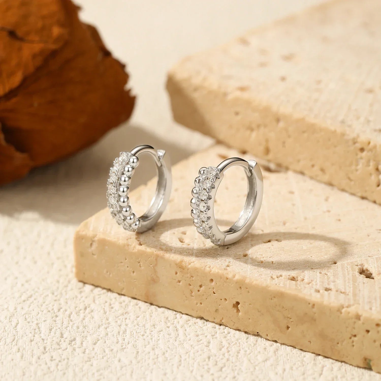 D Color Moissanite Ear Buckle 925 Sterling Silver Fashion Polishing Beads Lab Diamond Hoop Earrings For Women Jewelry