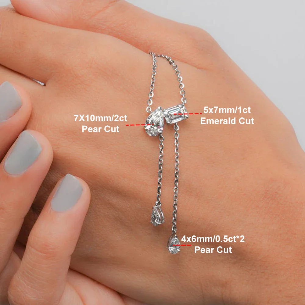 4cttw Emerald Pear Cut Moissanite Pendant Necklace for Women Sparkling Multi Stone Pendant S925 Silver Wedding Party Jewelry