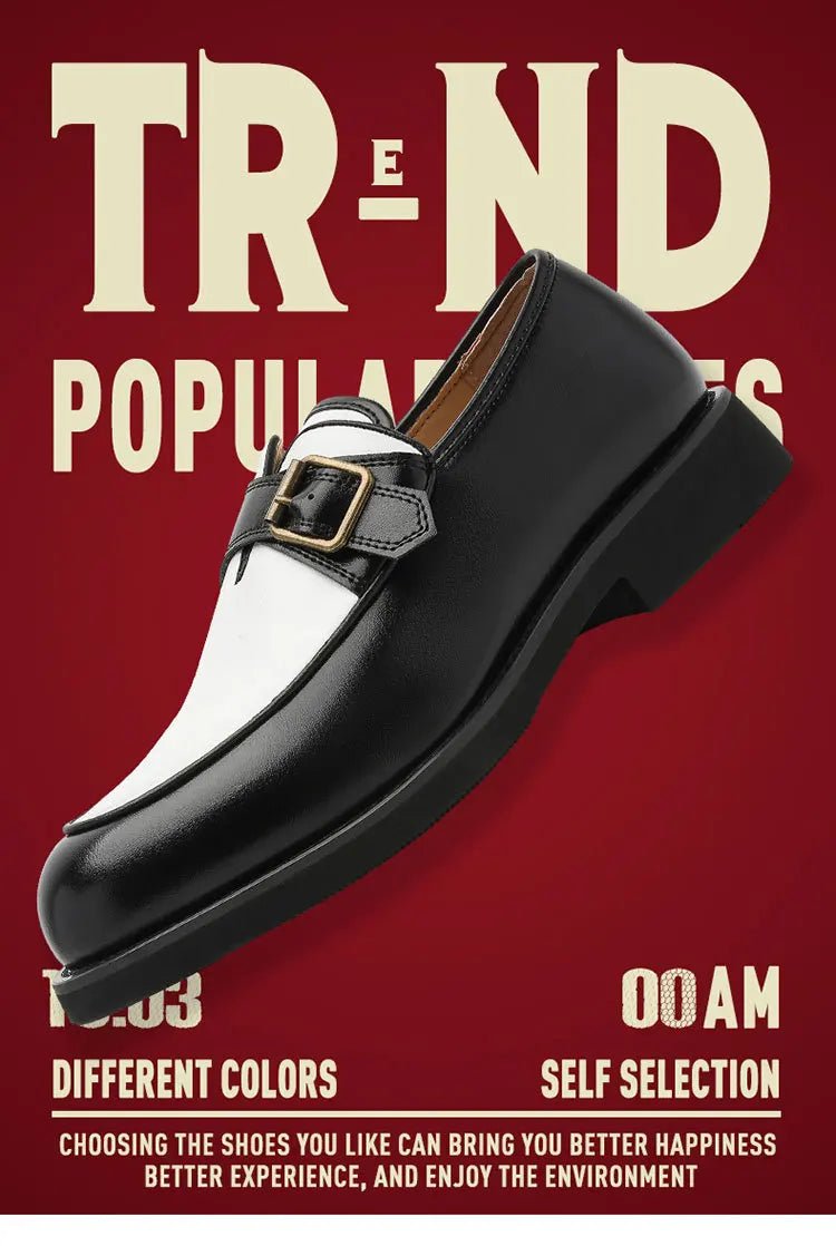 Business Men Loafers Black Brown Buckle Men Casual Button-up Thick-soled Anti-slip Fashion Brand Shoes Wedding Dress Shoes Men