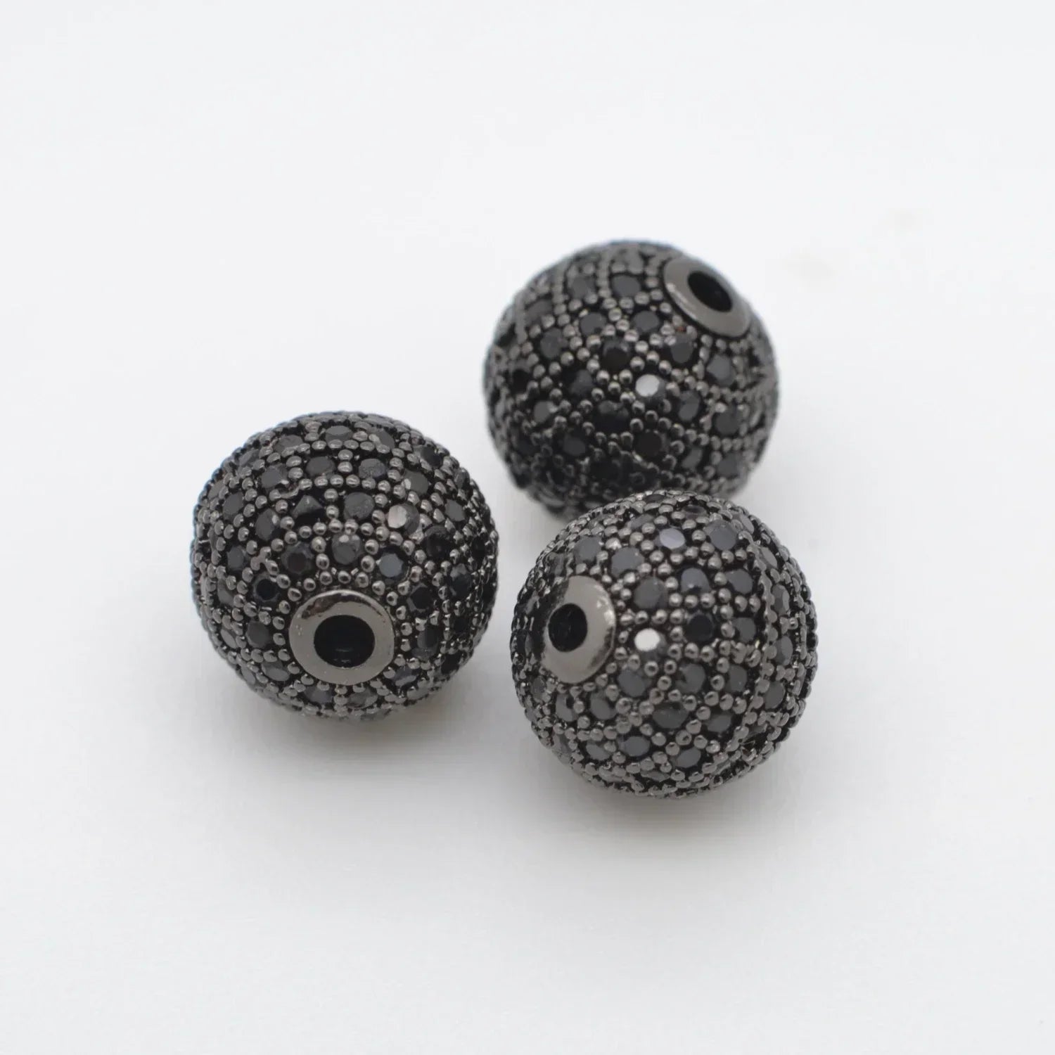Beads for Jewelry Making Gold Silver Color Accessories Paved Zircon Spacer Bead String Beaded Diy Necklace Bracelet Chain Charms