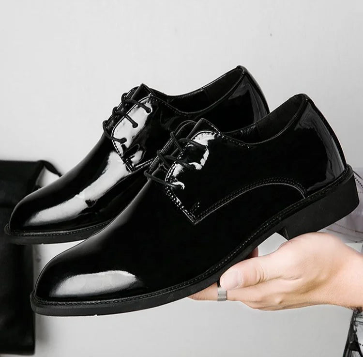 Autumn Winter Bright Upper Business Patent Leather Dress Shoes Man 2025 Trend Elegant Social Shoe for Men and Classic Party 39