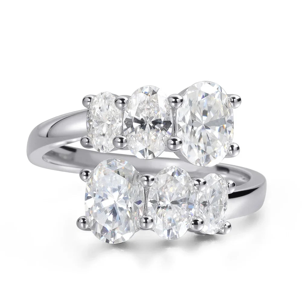 Moissanite Wedding Rings for Women GRA Certified 3.6CT Oval Cut Lab Diamond Fine Jewelry s925 Sterling Silver Ring Gift