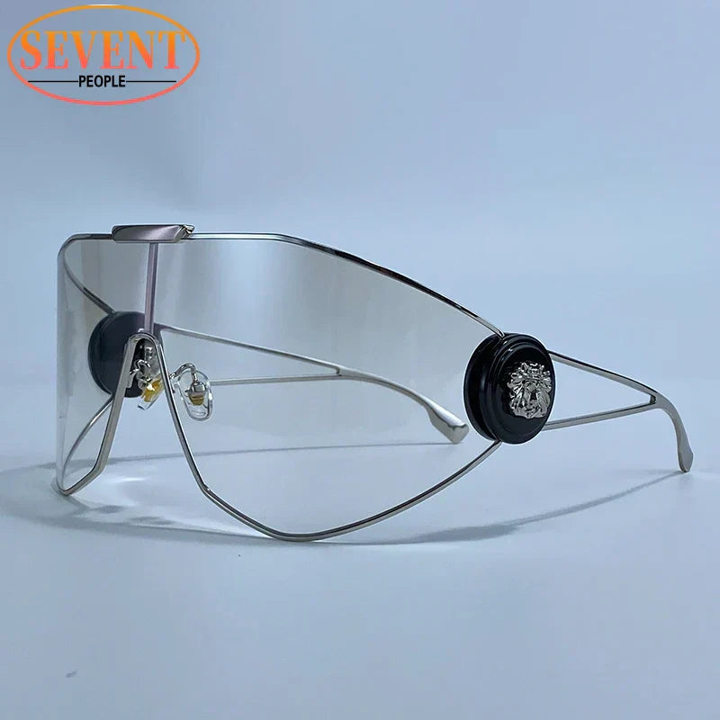 Oversized One-Piece Mask Punk Sunglasses Women 2026 Luxury Brand Vintage Windproof Sun Glasses Wrap Around Shades Shield Goggle