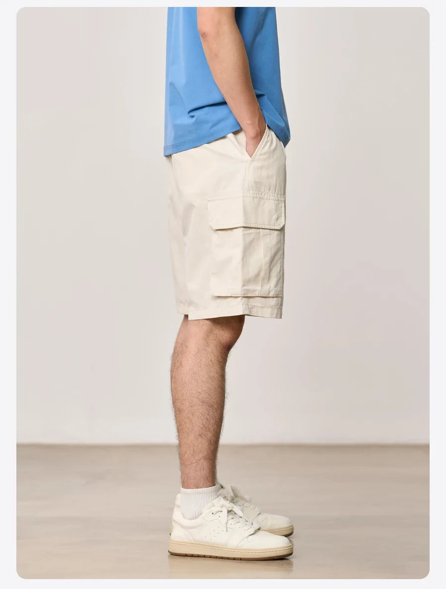 SIMWOOD 2026 Summer New Oversize 215gsm Tencel Lyocell Blend Fabric Cargo Shorts Men Fashion Outdoor Wear
