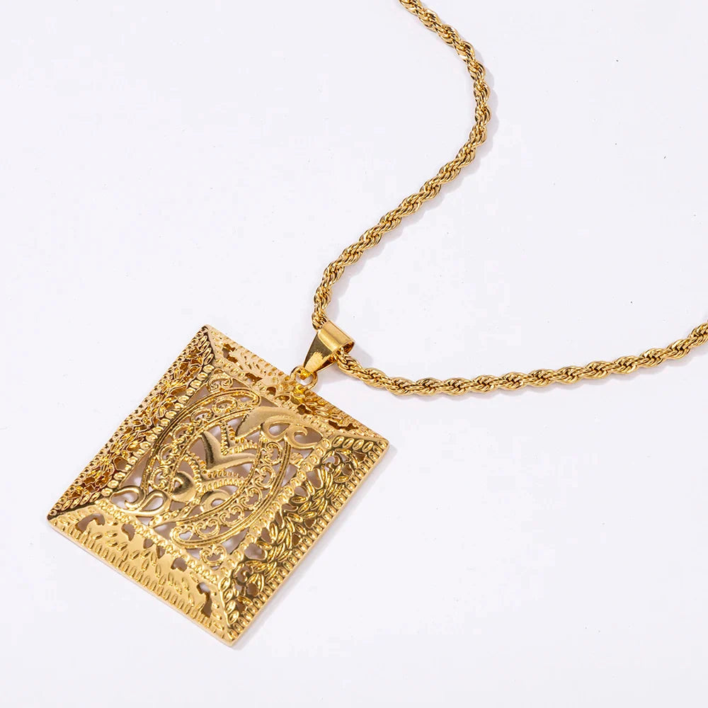 Morocco Dark Gold Color Jewelry Set for Party Design Earrings and Pendant Necklace Bracelet Ring Set for Engagement