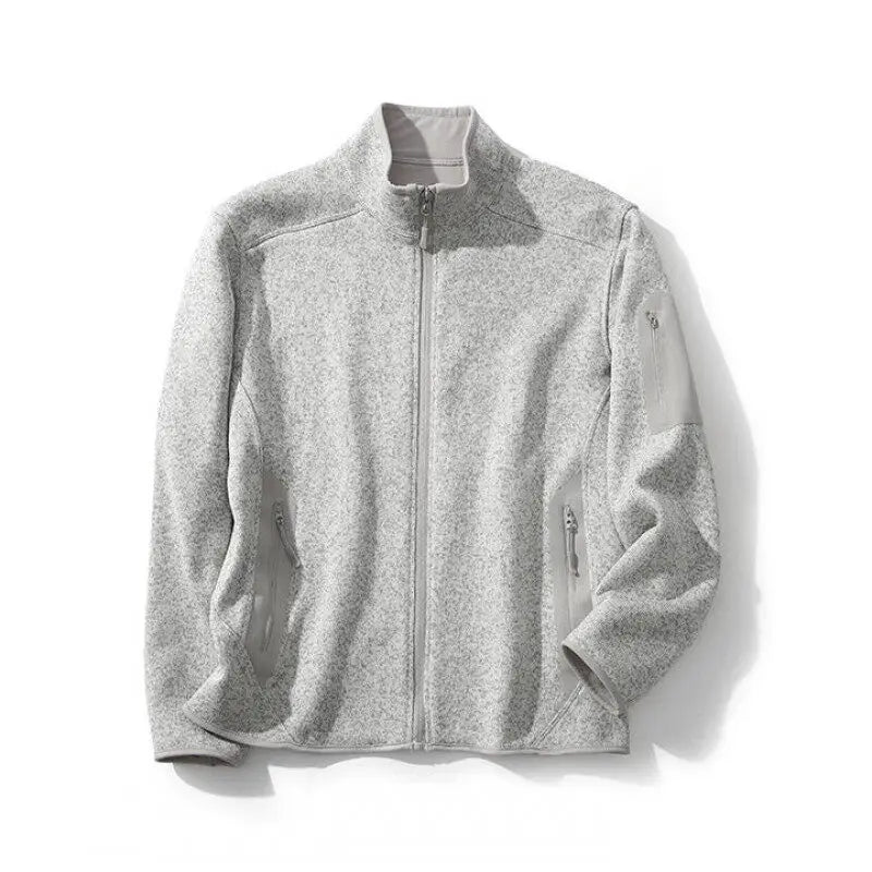 2026 Outdoor Windproof Solid Color Fashionable Camping, Fishing, Sports, Versatile, Casual and Affordable Knitted Sweater Jacket