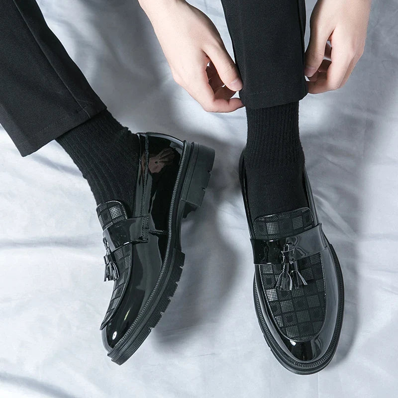 Leather Men Casual Black Tassel Loafers Handmade Soft Leisure Shoes Breathable Slip-On Comfortable for Drive Footwear Moccasins