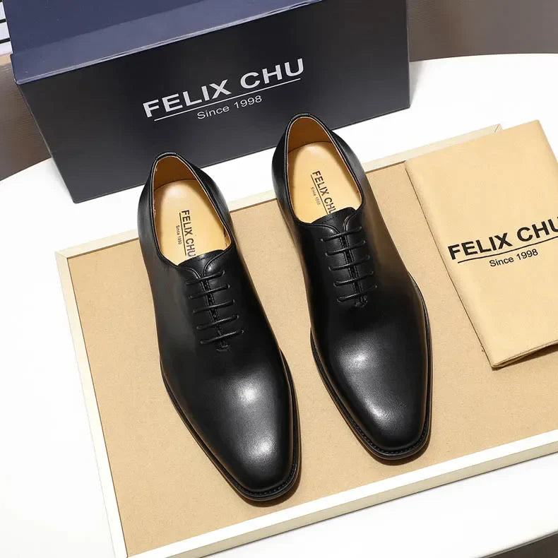 Designer Genuine Leather Mens Wholecut Oxford Shoes Luxury Brand Black Brown Dress Shoes for Business Office Formal Wear