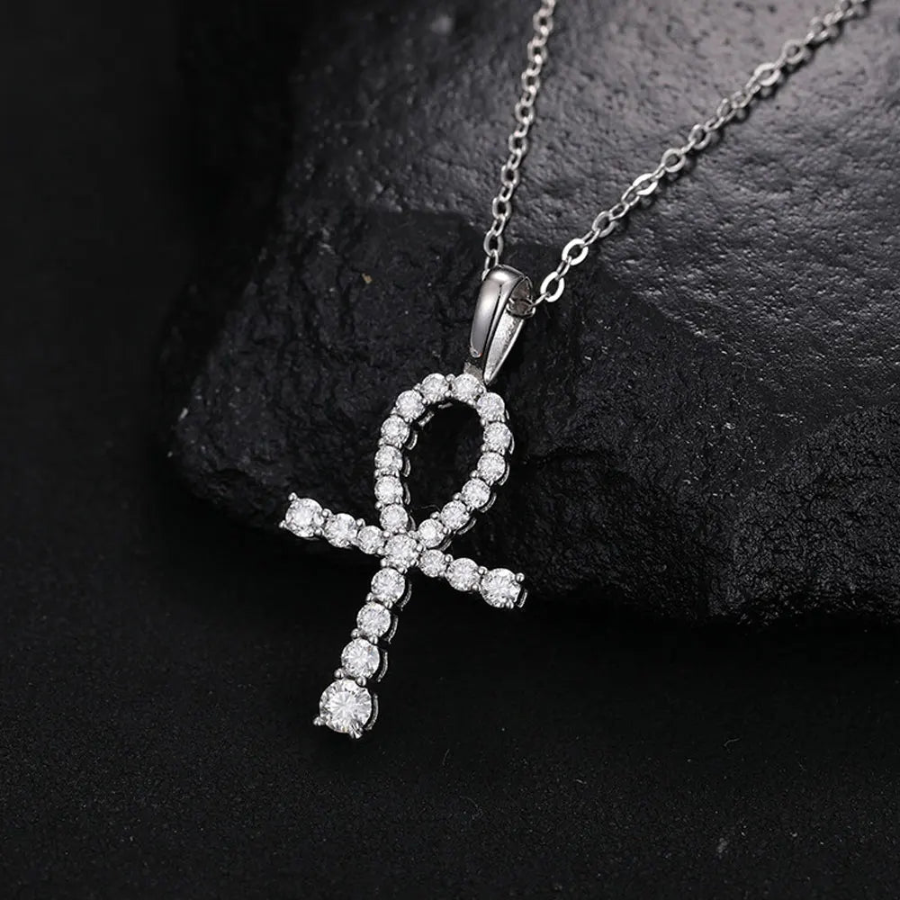 D VVS1 Moissanite Cross Pendant Necklace Full Diamond with GRA Wedding Party Jewelry Rope Chain Necklaces for Women Man