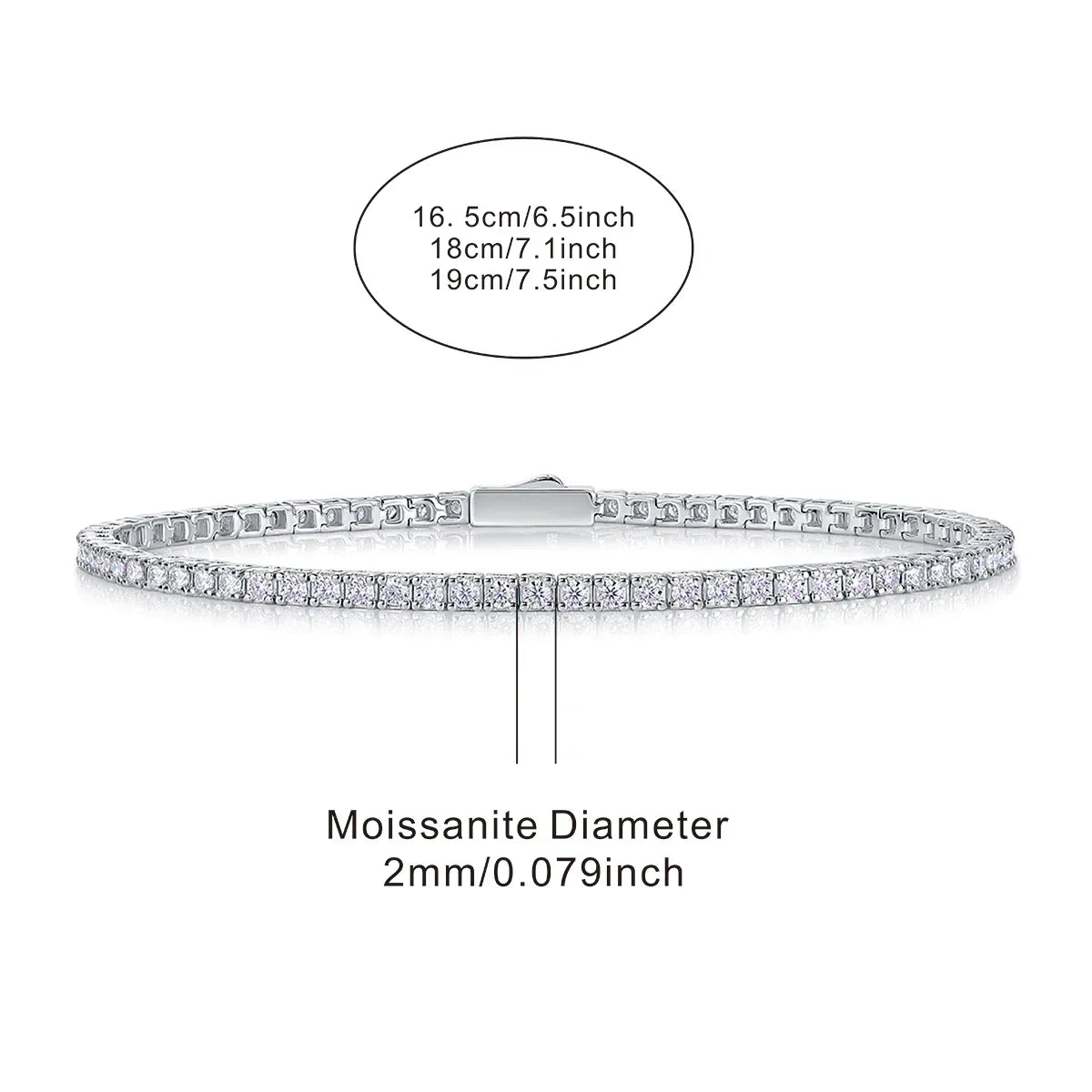 S925 Sterling Silver Moissanite Tennis Bracelet for Women Simple Row Design Elegant Sparkling Jewelry for Daily Wear